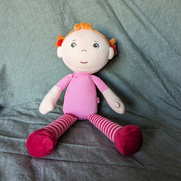 Haba Snug Up Roya Doll Red Head Freckles Rag Cloth Light Skin green eye Girl 11" - Picture 9 of 14